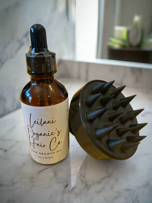Organic Hair Growth Oil with Scalp Massager Bundle